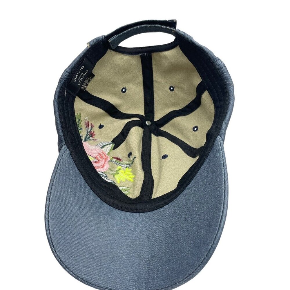 David & Young Hat Baseball Cap Floral Flowers Blue Adjustable - Picture 6 of 9